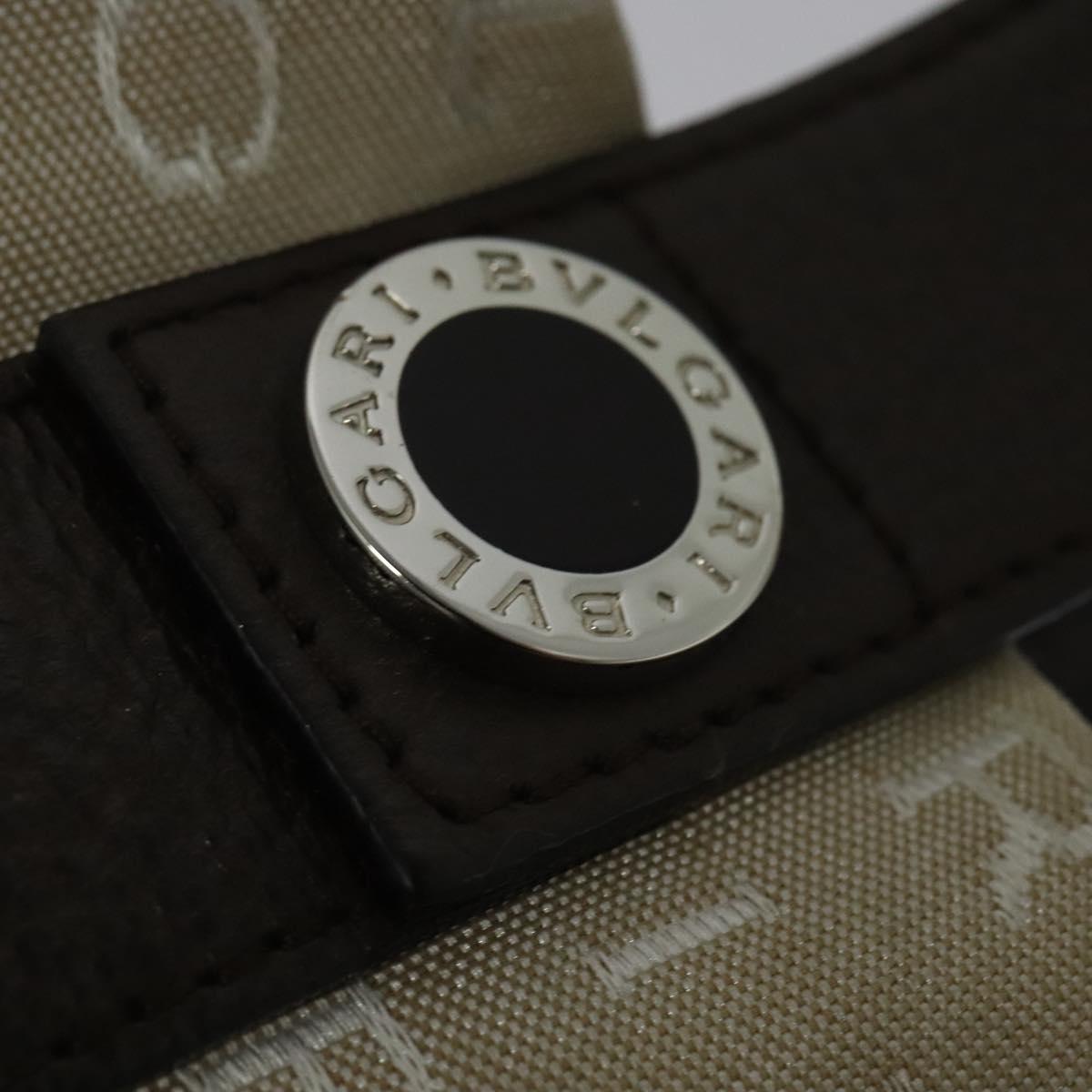 BVLGARI Logo Mania Tote Bag Canvas Beige Silver Auth 139062