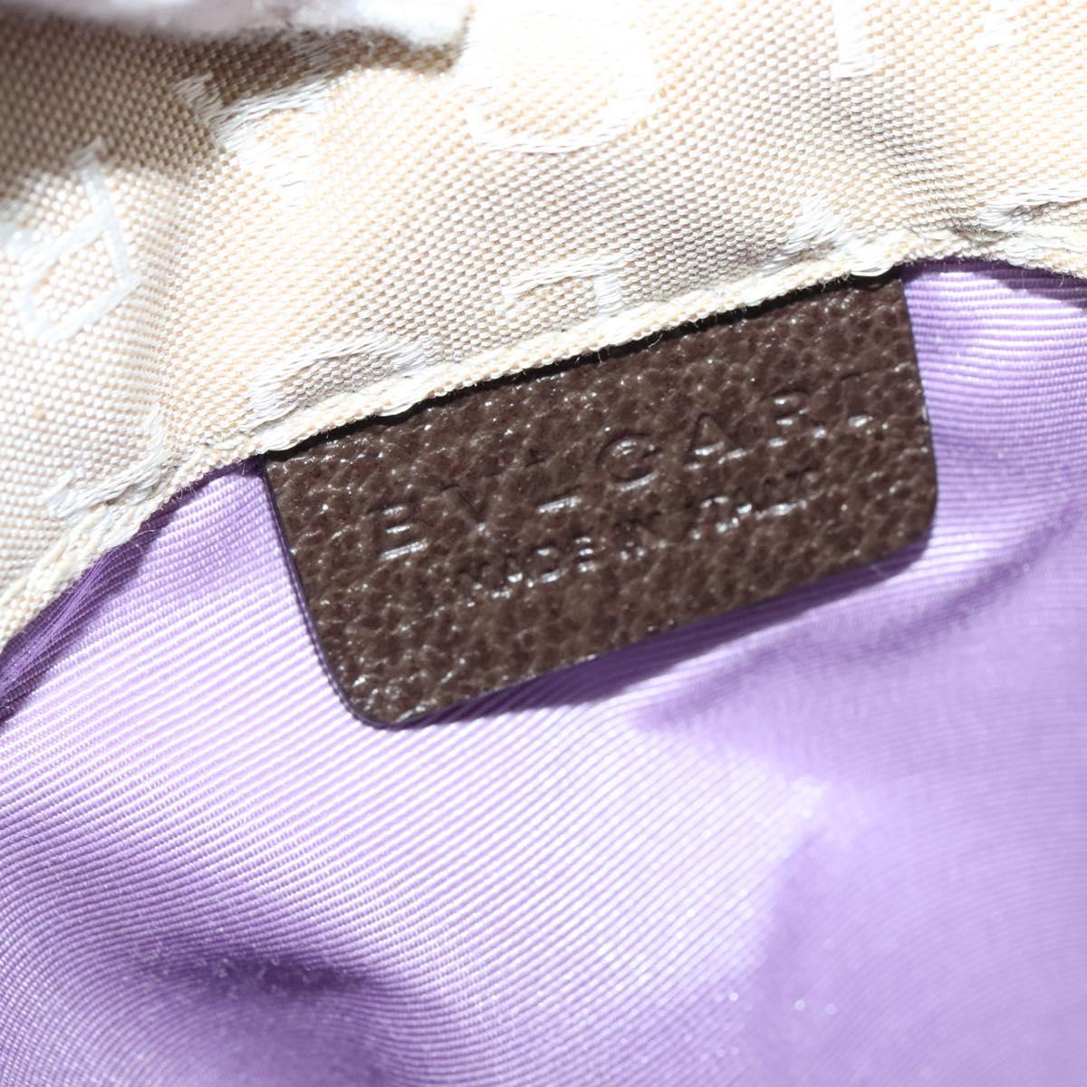 BVLGARI Logo Mania Tote Bag Canvas Beige Silver Auth 139062