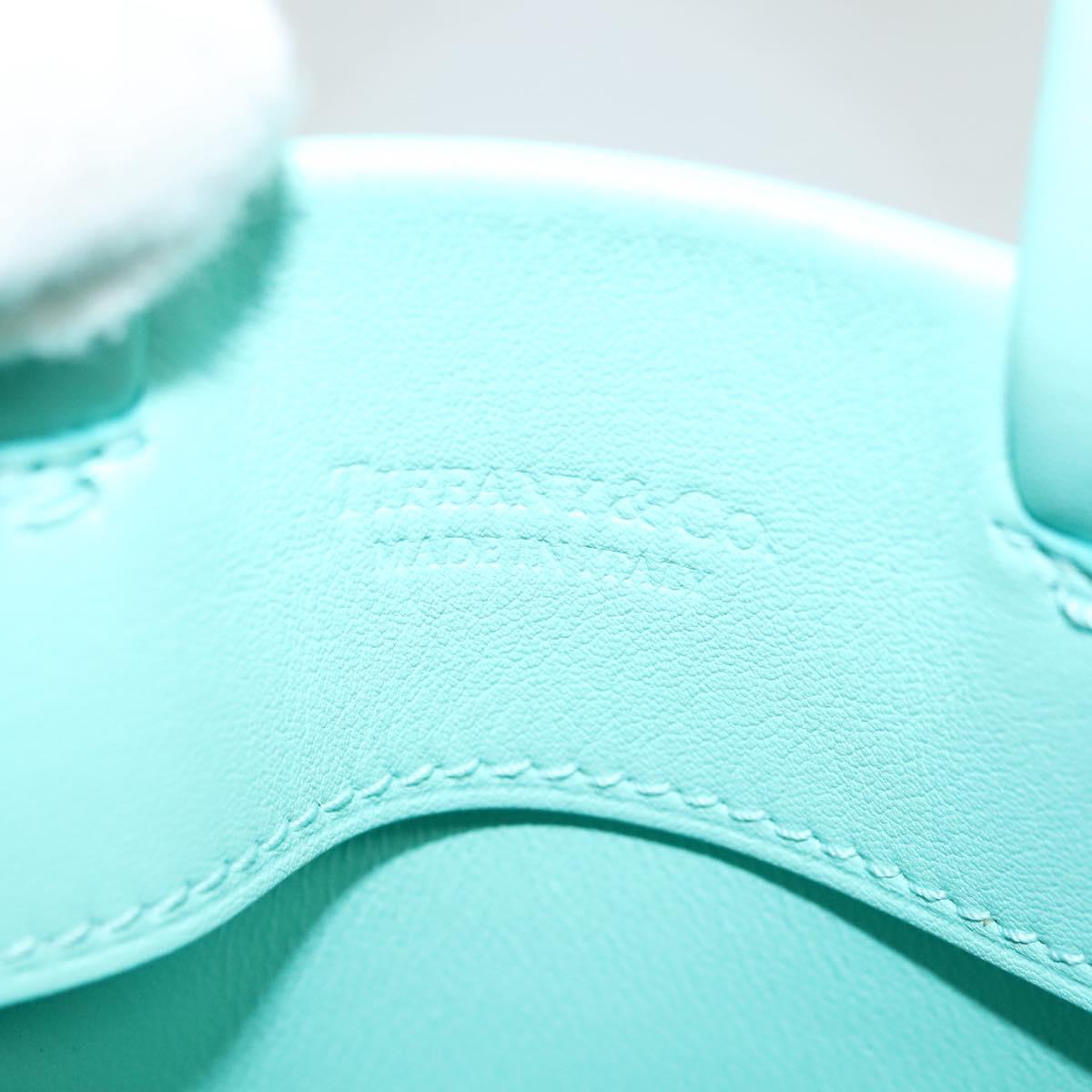 TIFFANY&Co. Mini Hand Bag Leather 2way Turquoise Blue Silver Auth 139063