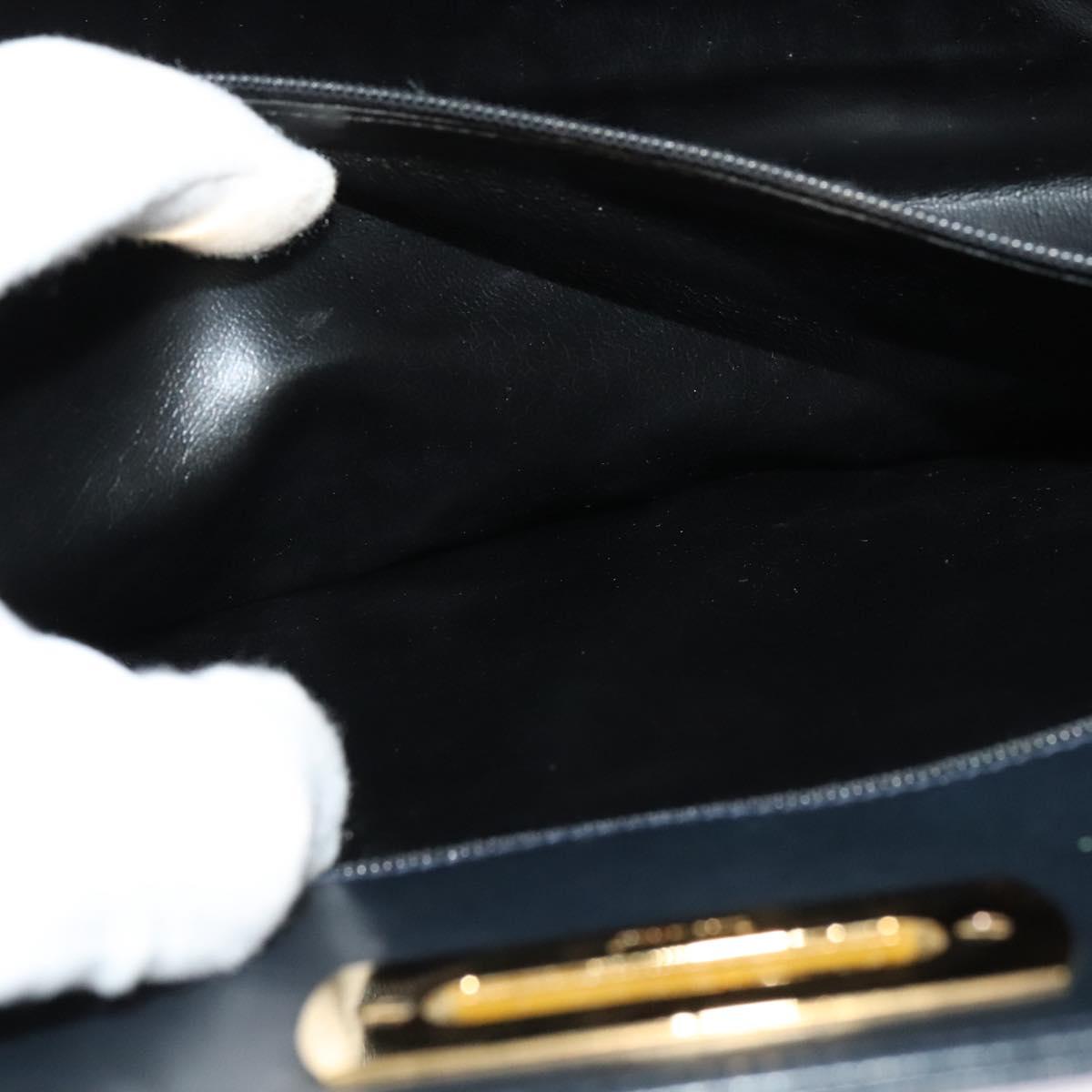Salvatore Ferragamo Chain Shoulder Bag Leather Black Gold Auth 139064