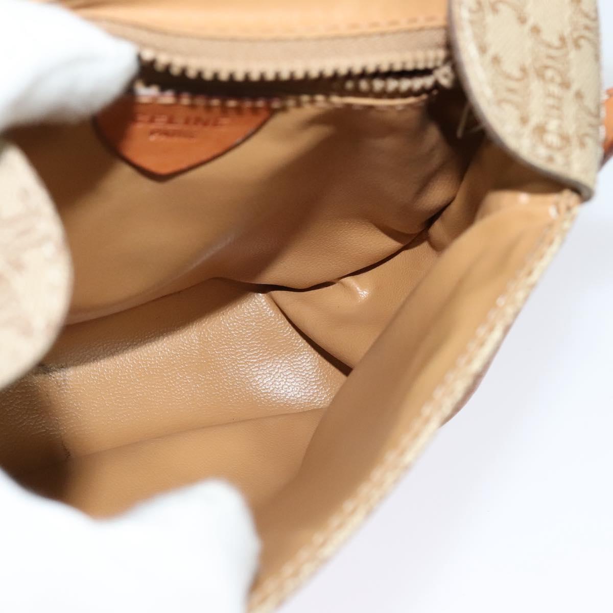 CELINE Macadam Canvas Shoulder Bag PVC Beige Gold Auth 139068