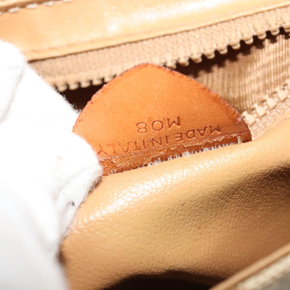 CELINE Macadam Canvas Shoulder Bag PVC Beige Gold Auth 139068