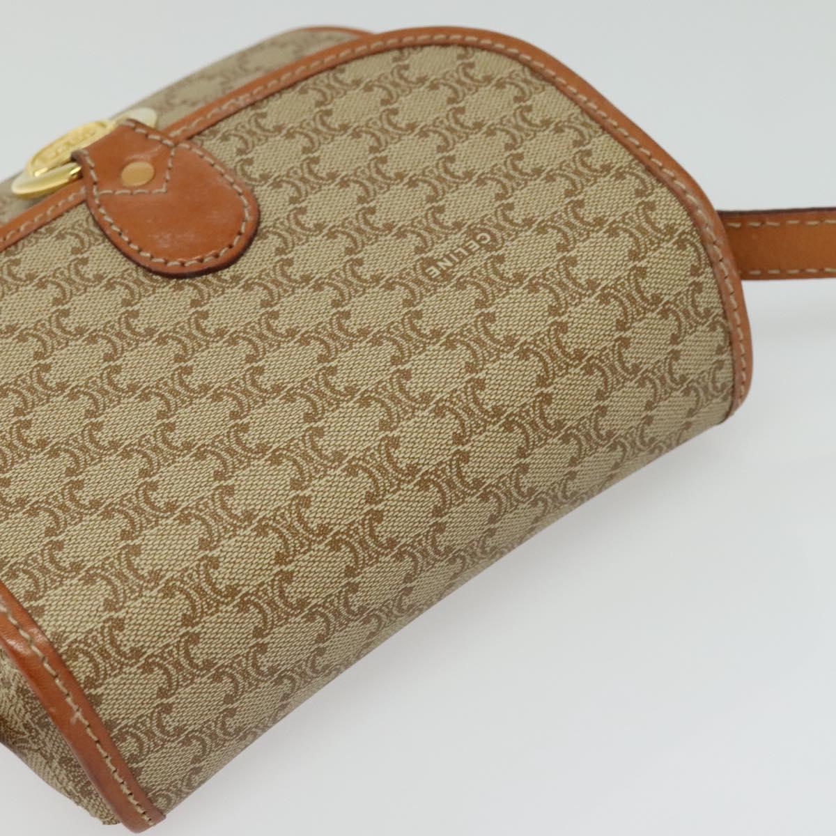 CELINE Macadam Canvas Shoulder Bag PVC Beige Gold Auth 139068