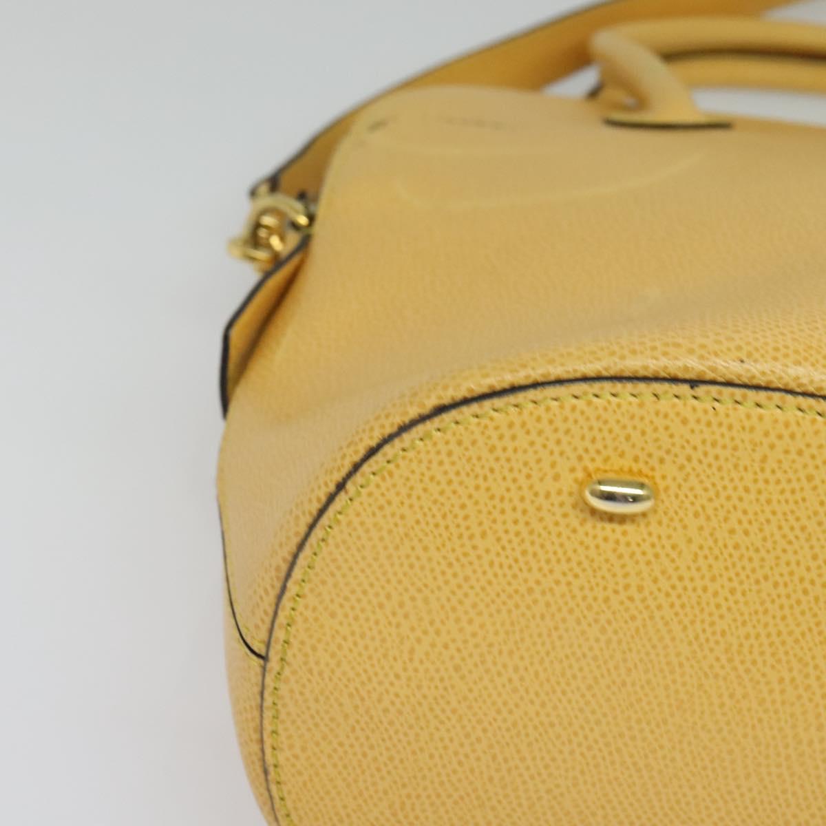 CELINE Hand Bag Leather 2way Yellow Gold Auth 139069