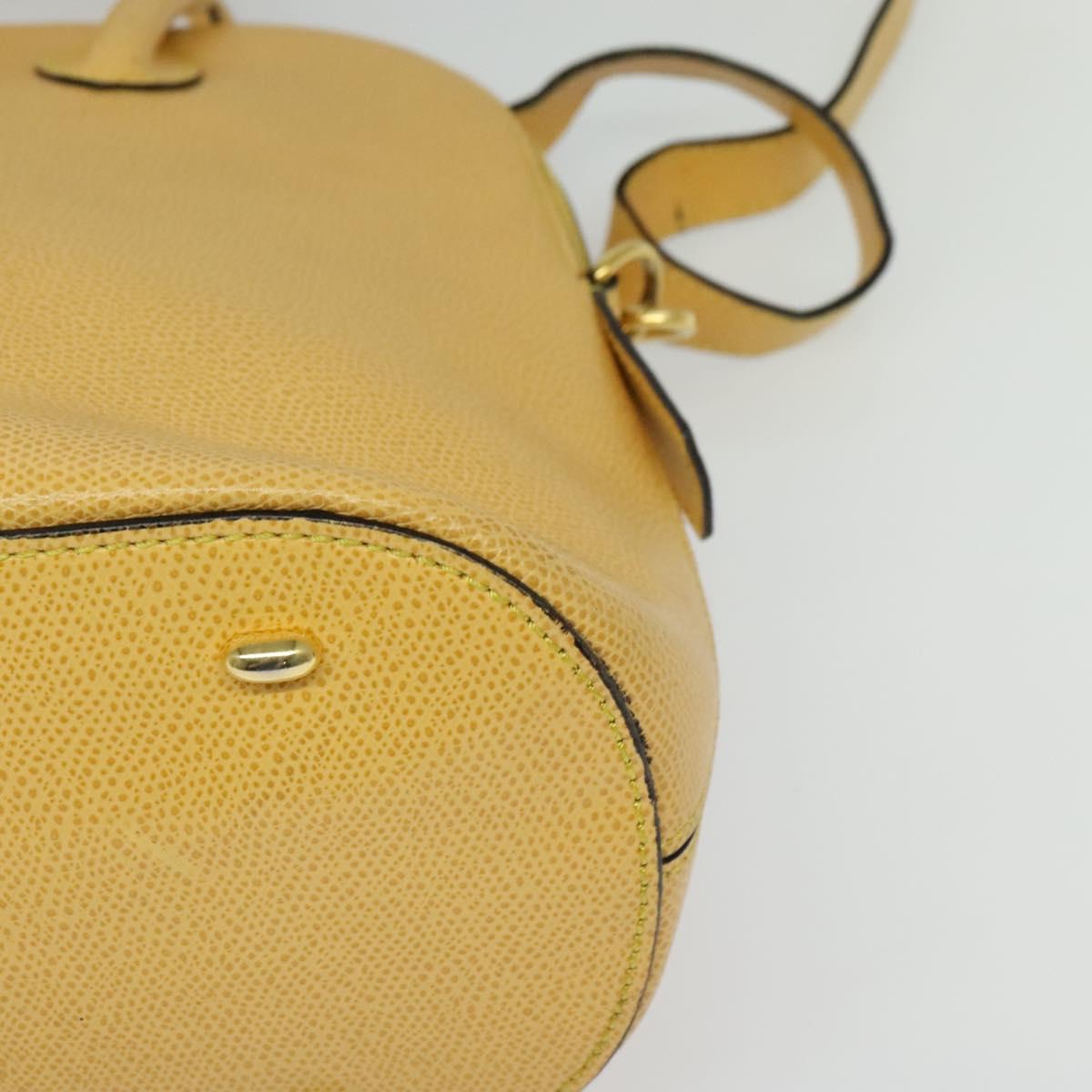 CELINE Hand Bag Leather 2way Yellow Gold Auth 139069