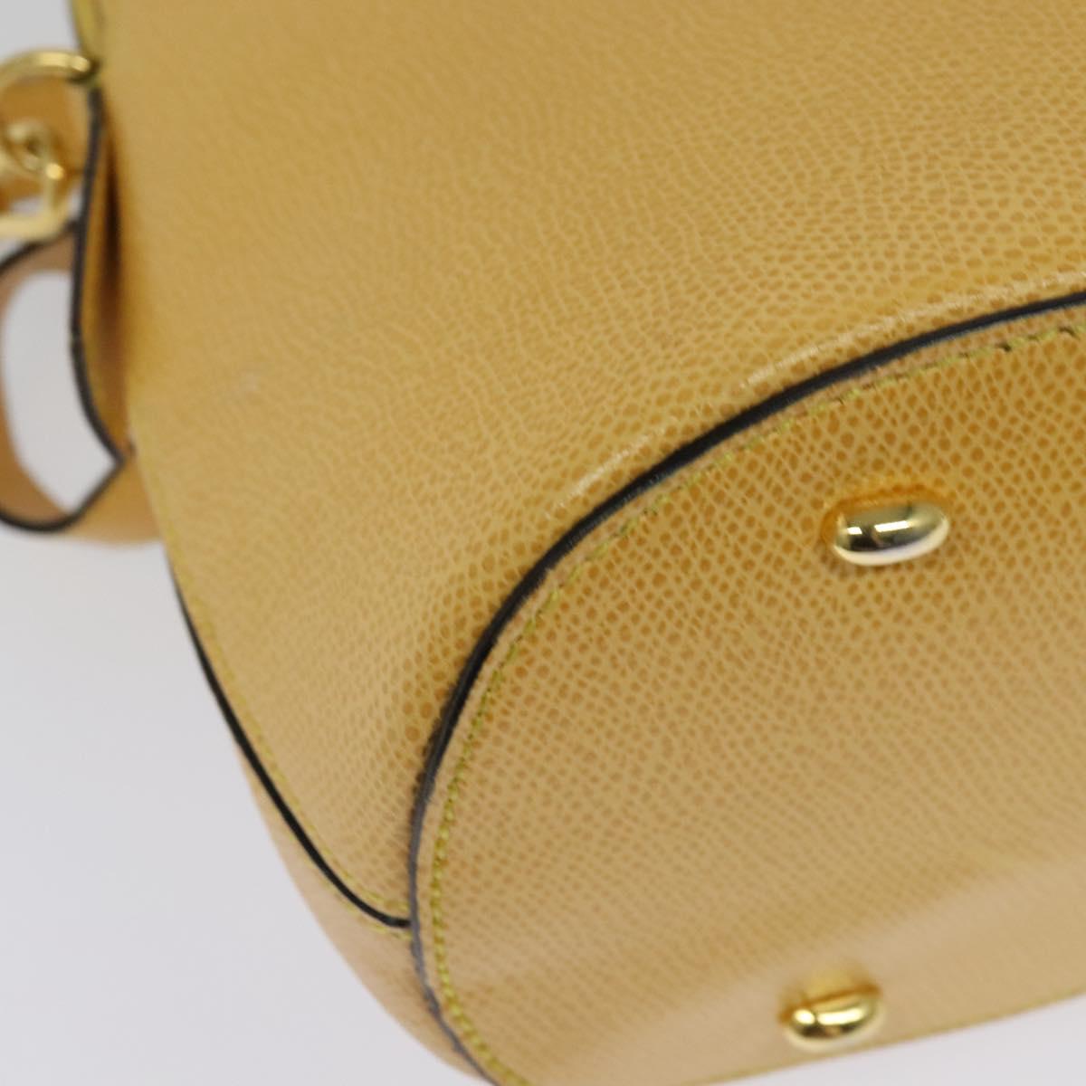 CELINE Hand Bag Leather 2way Yellow Gold Auth 139069