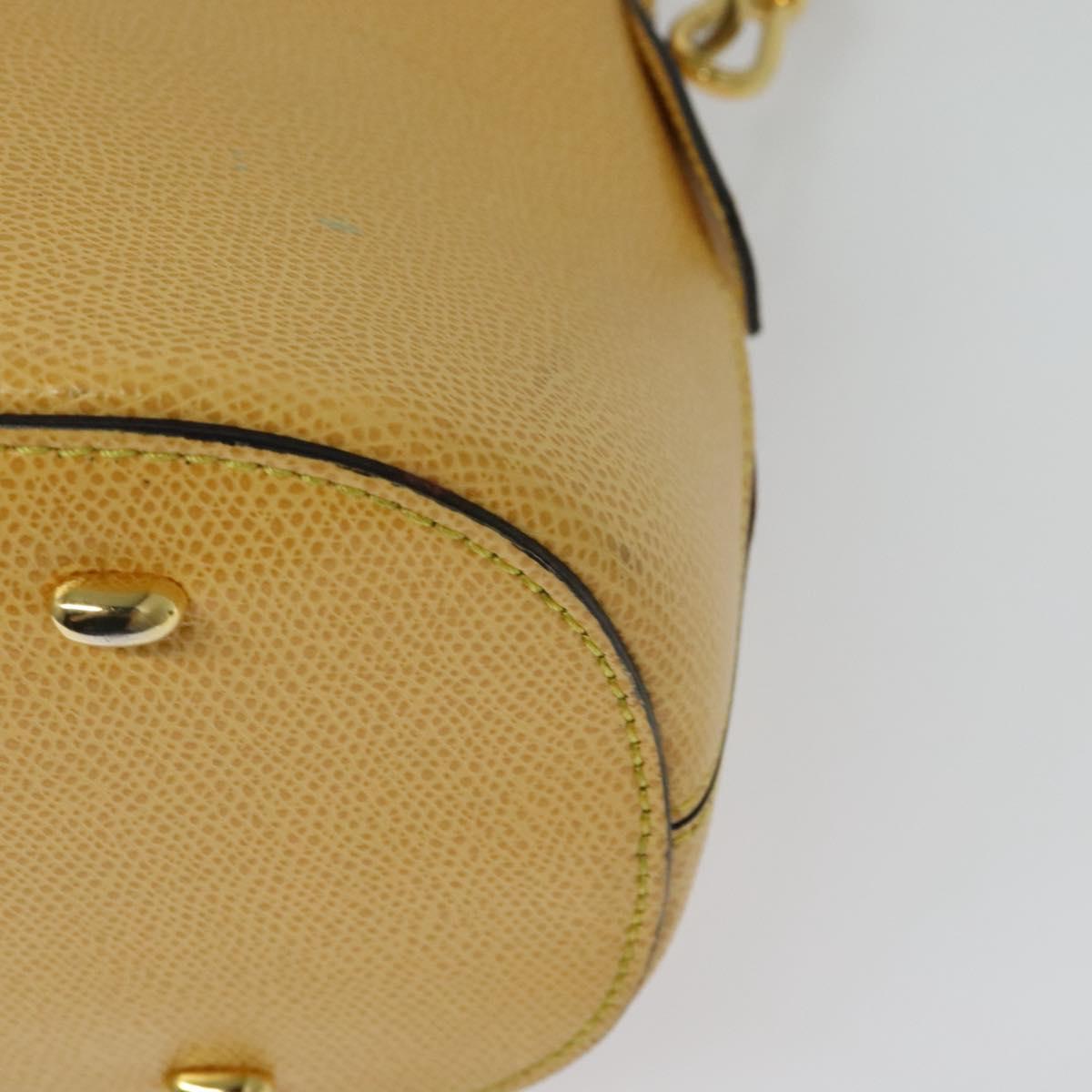 CELINE Hand Bag Leather 2way Yellow Gold Auth 139069