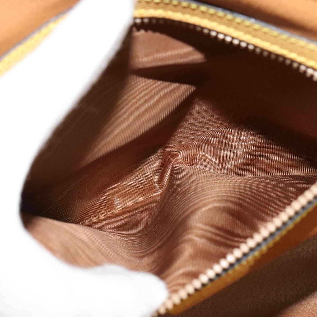 CELINE Hand Bag Leather 2way Yellow Gold Auth 139069