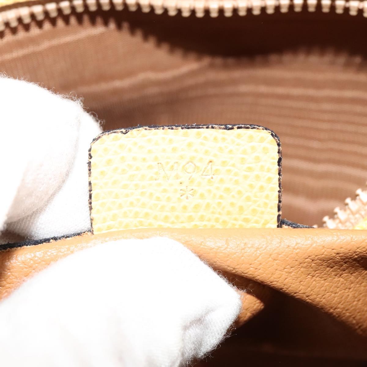 CELINE Hand Bag Leather 2way Yellow Gold Auth 139069