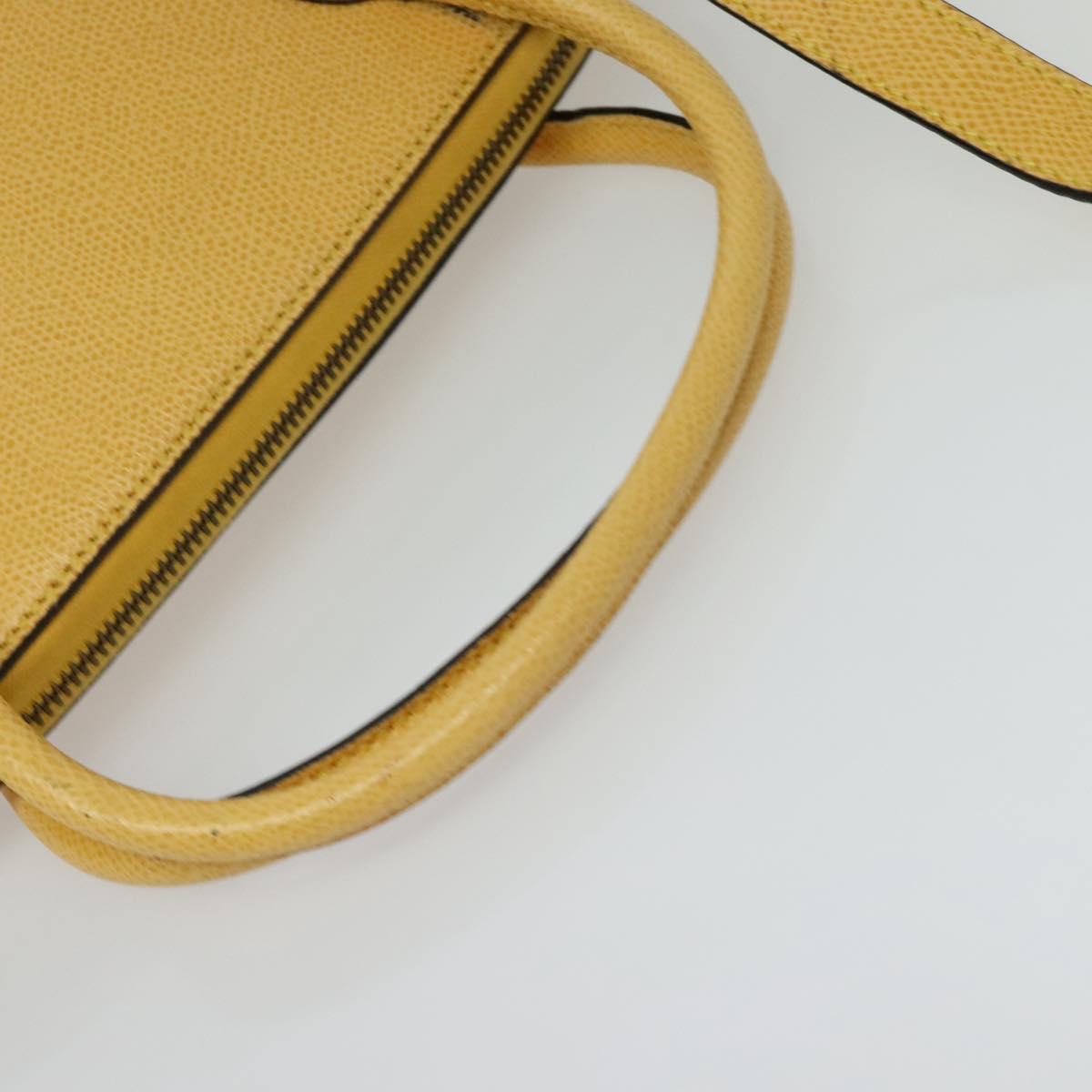 CELINE Hand Bag Leather 2way Yellow Gold Auth 139069
