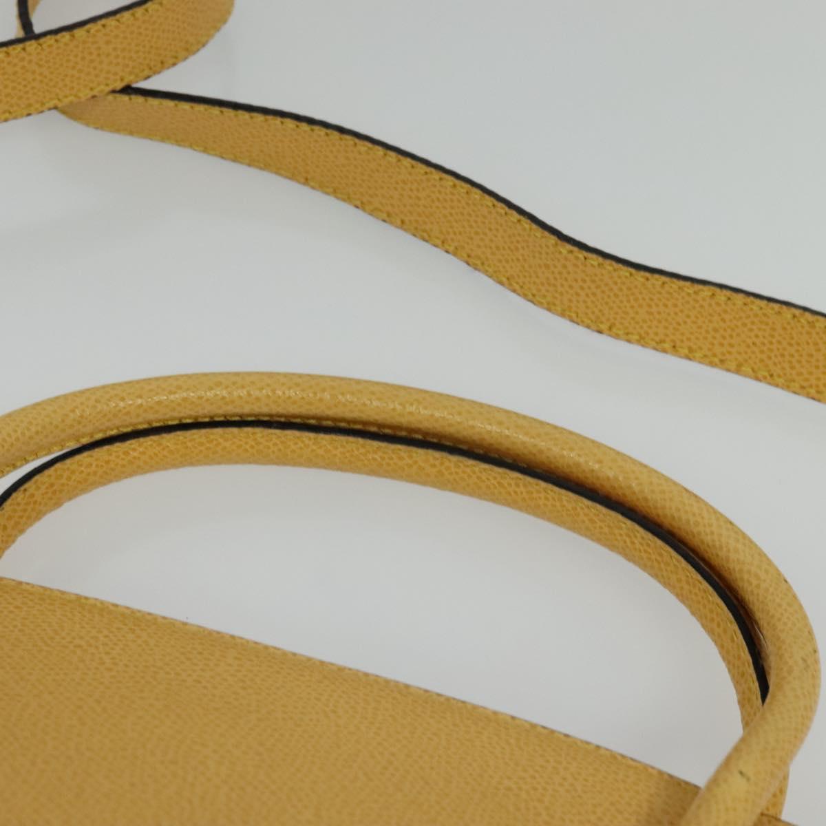 CELINE Hand Bag Leather 2way Yellow Gold Auth 139069