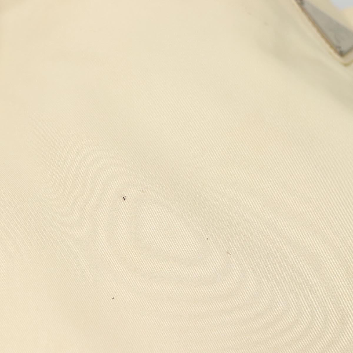 PRADA Tote Bag Nylon Beige Silver Auth 139071