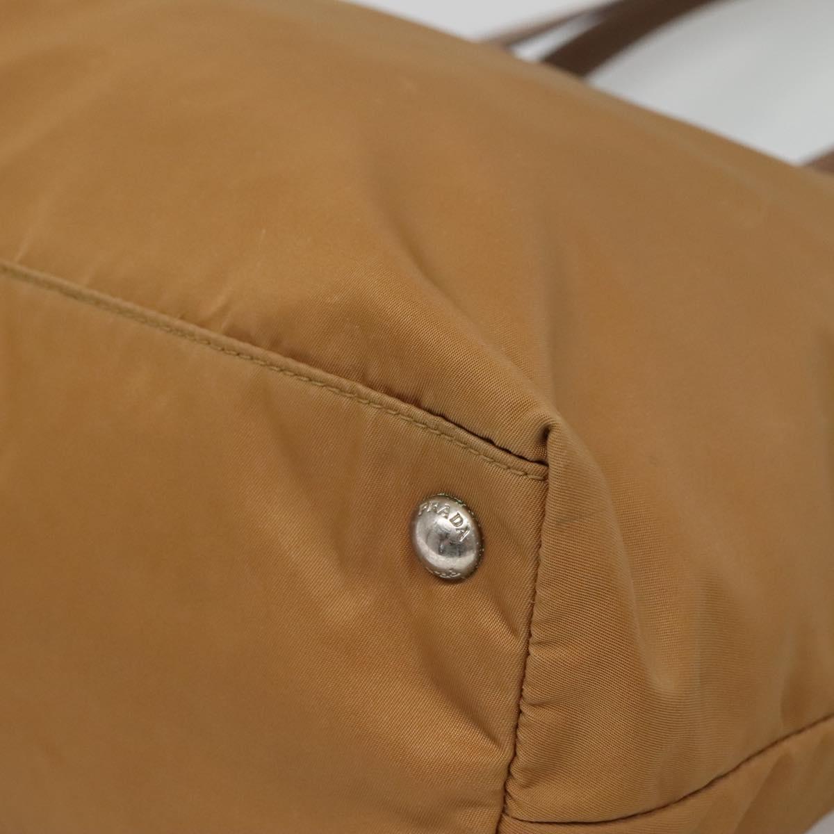 PRADA Tote Bag Nylon Brown Silver Auth 139072