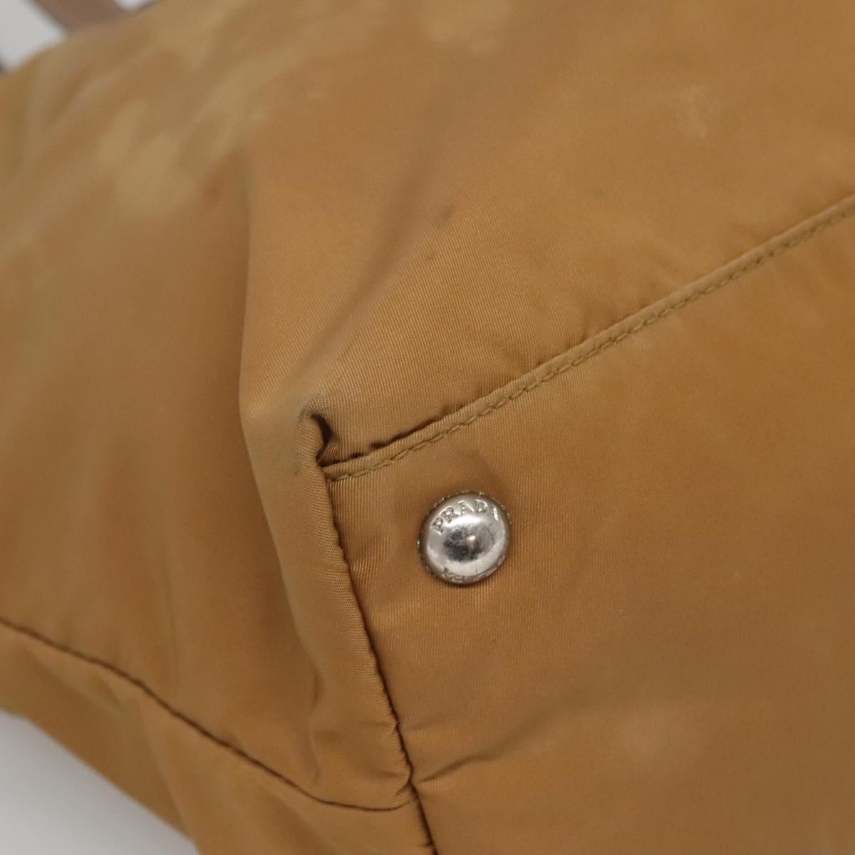 PRADA Tote Bag Nylon Brown Silver Auth 139072