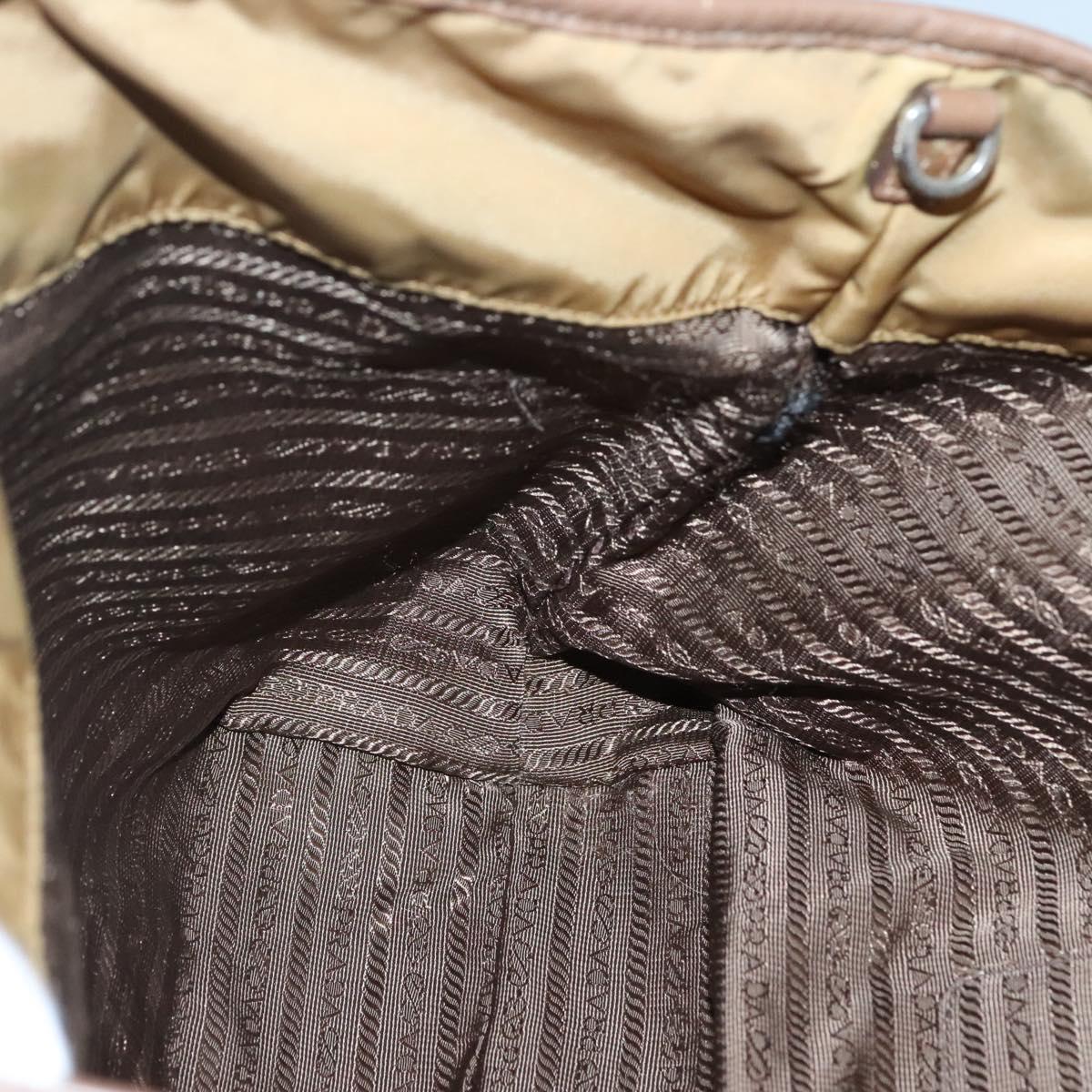 PRADA Tote Bag Nylon Brown Silver Auth 139072