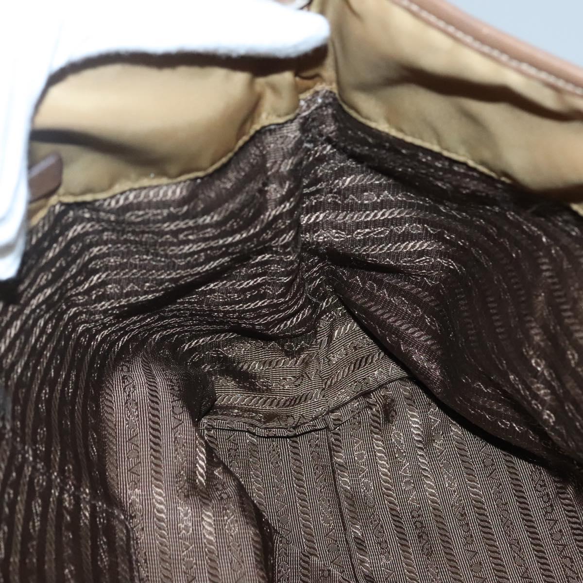 PRADA Tote Bag Nylon Brown Silver Auth 139072