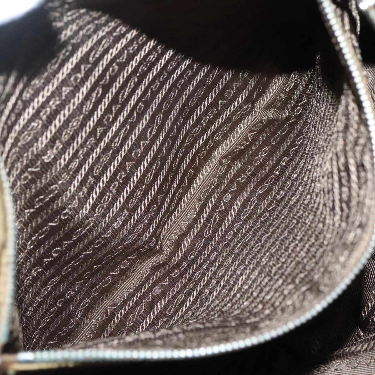 PRADA Tote Bag Nylon Brown Silver Auth 139072