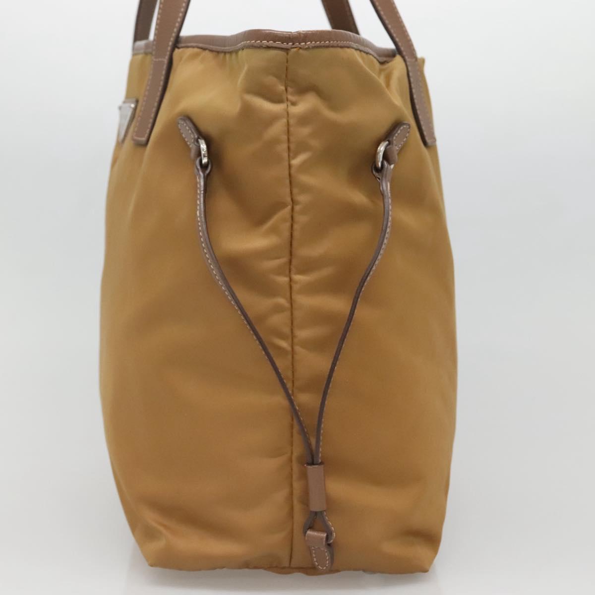 PRADA Tote Bag Nylon Brown Silver Auth 139072