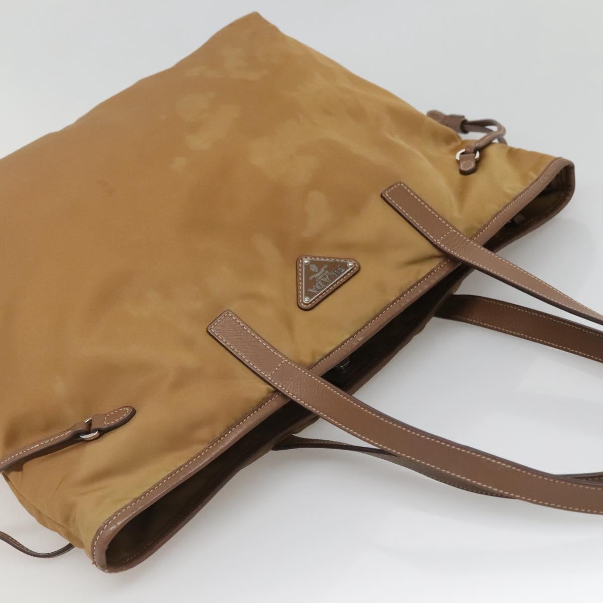 PRADA Tote Bag Nylon Brown Silver Auth 139072