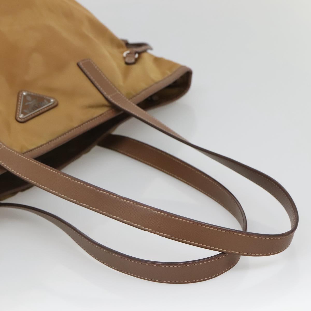 PRADA Tote Bag Nylon Brown Silver Auth 139072