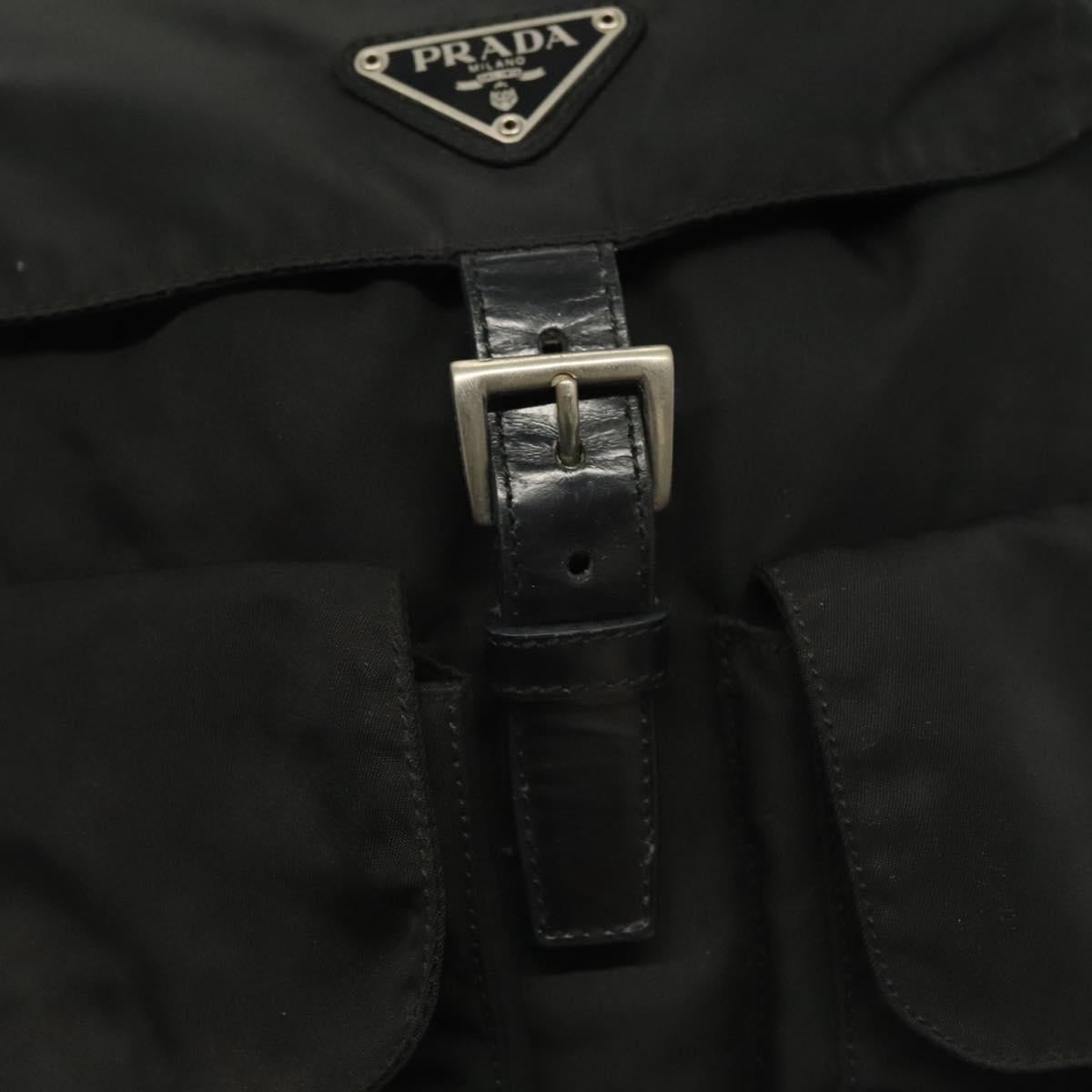 PRADA Backpack Nylon Black Silver Auth 139073