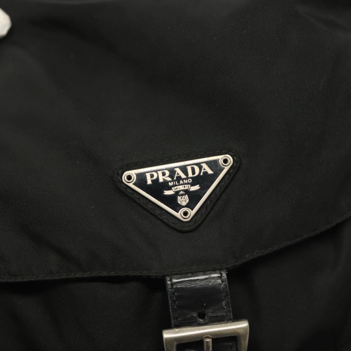 PRADA Backpack Nylon Black Silver Auth 139073