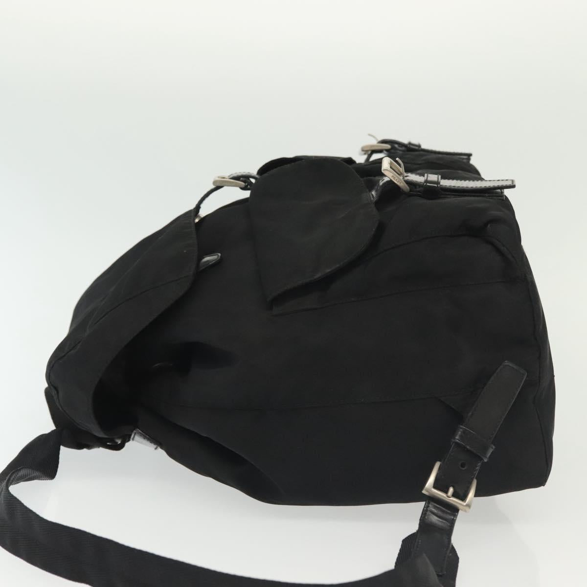 PRADA Backpack Nylon Black Silver Auth 139073