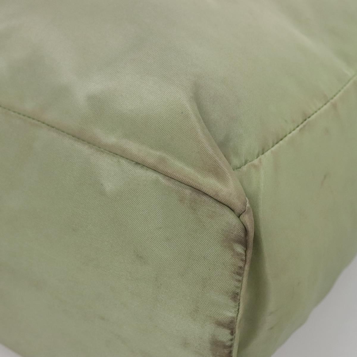 PRADA Tote Bag nylon metal Khaki Silver Auth 139074