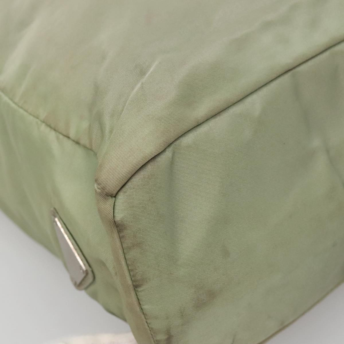 PRADA Tote Bag nylon metal Khaki Silver Auth 139074