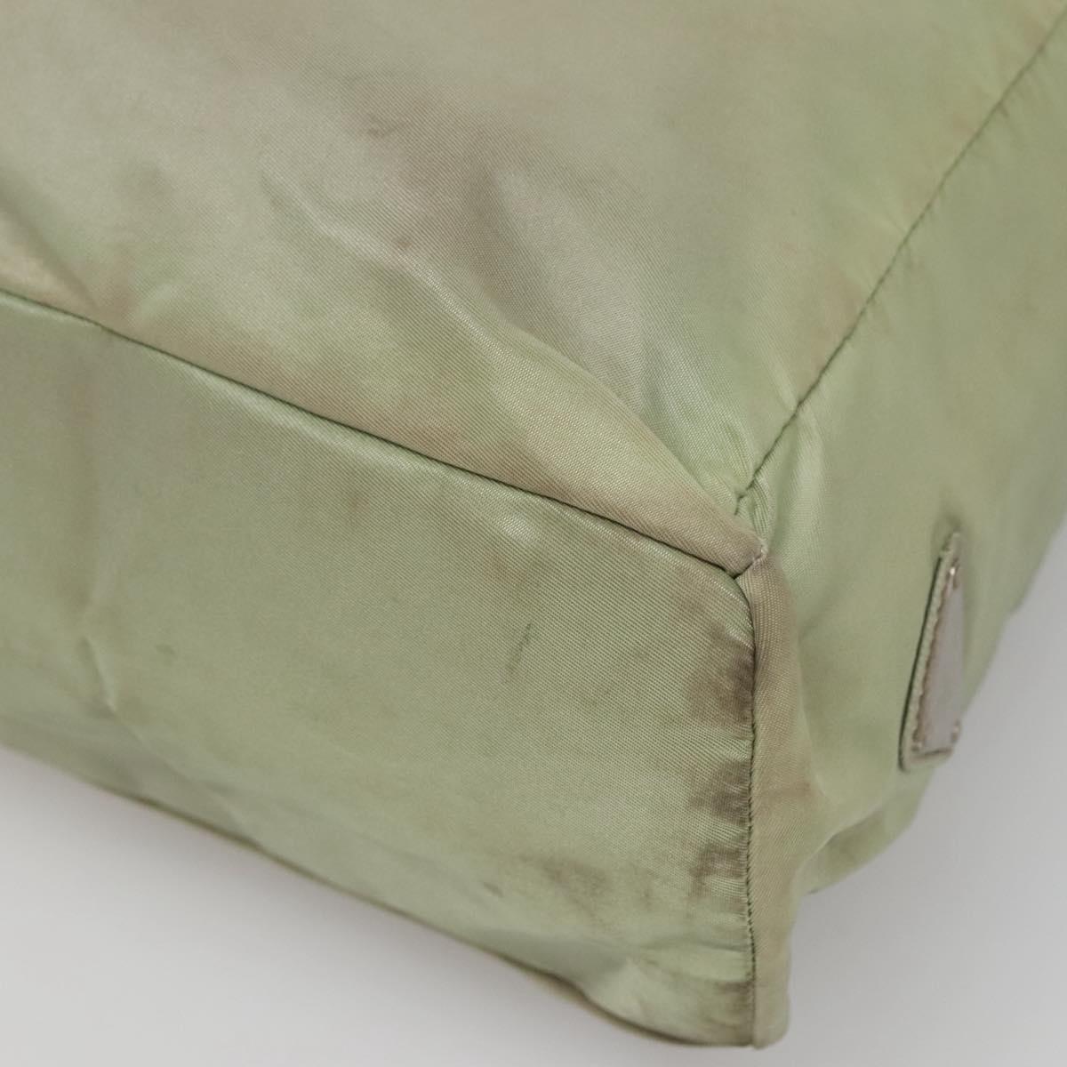 PRADA Tote Bag nylon metal Khaki Silver Auth 139074