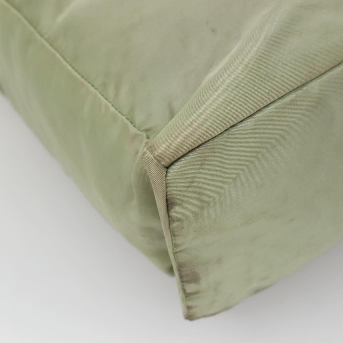 PRADA Tote Bag nylon metal Khaki Silver Auth 139074