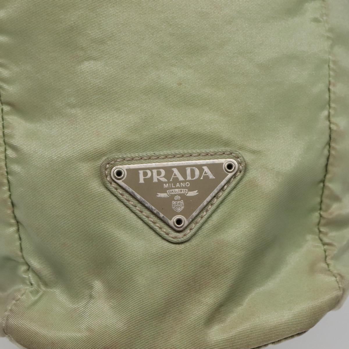 PRADA Tote Bag nylon metal Khaki Silver Auth 139074
