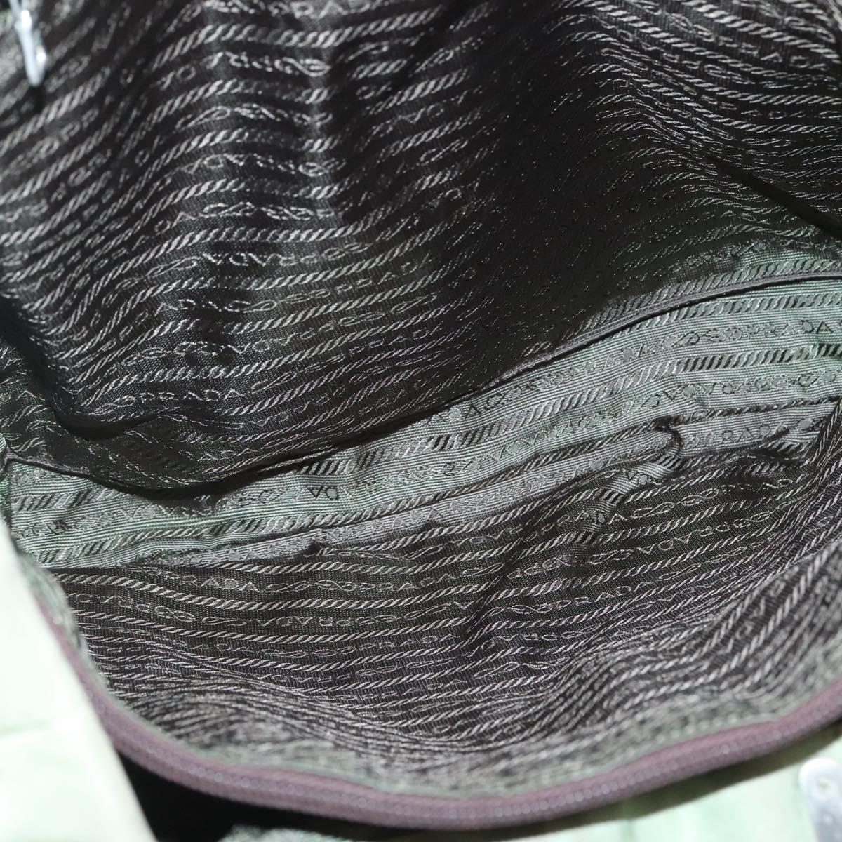 PRADA Tote Bag nylon metal Khaki Silver Auth 139074