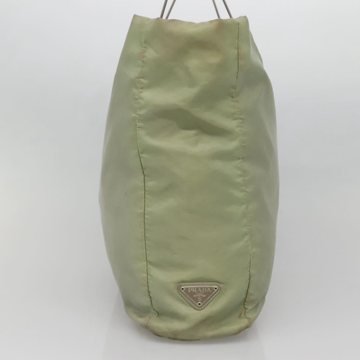 PRADA Tote Bag nylon metal Khaki Silver Auth 139074