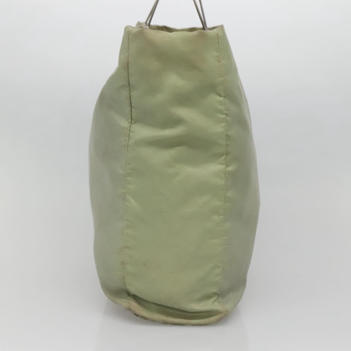 PRADA Tote Bag nylon metal Khaki Silver Auth 139074