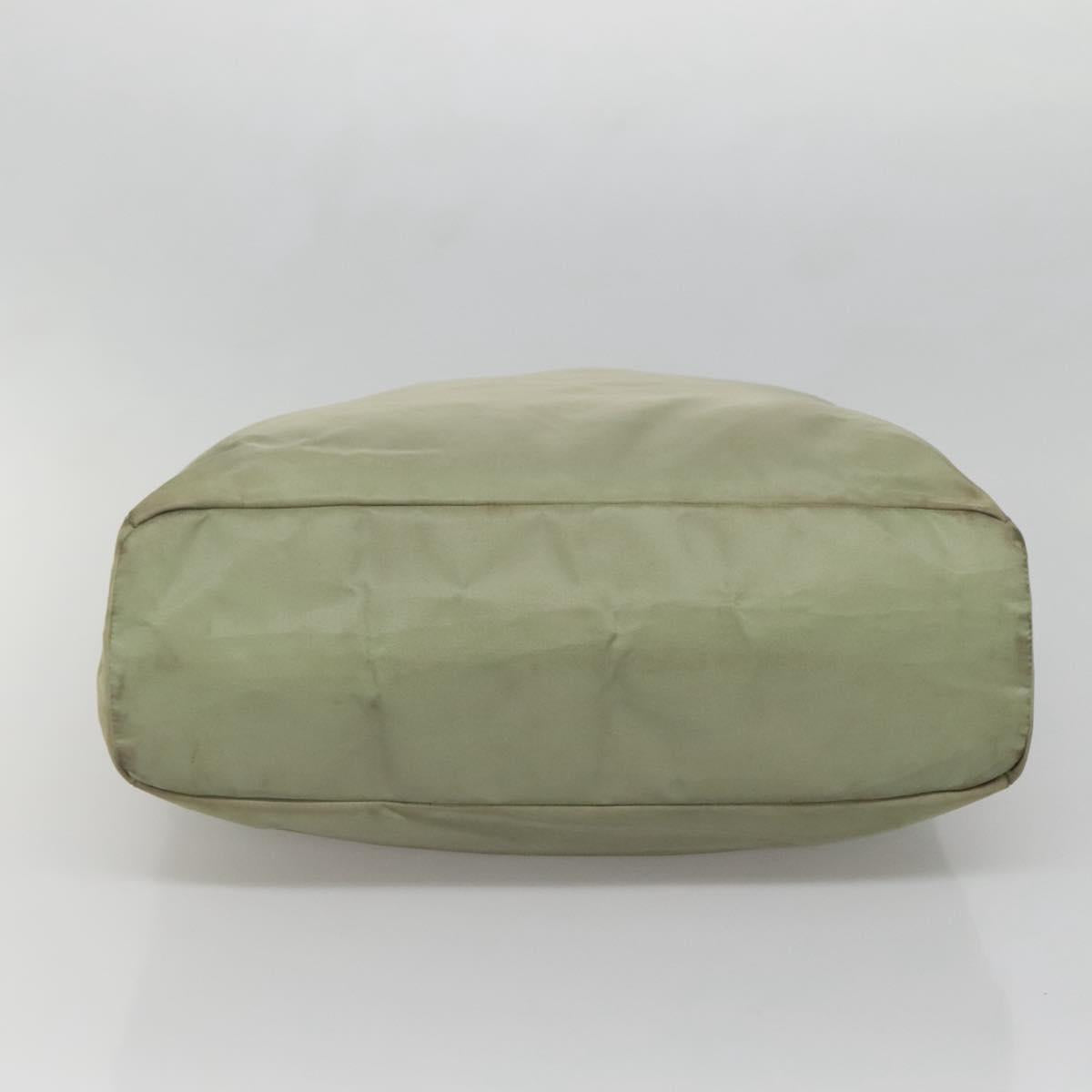 PRADA Tote Bag nylon metal Khaki Silver Auth 139074