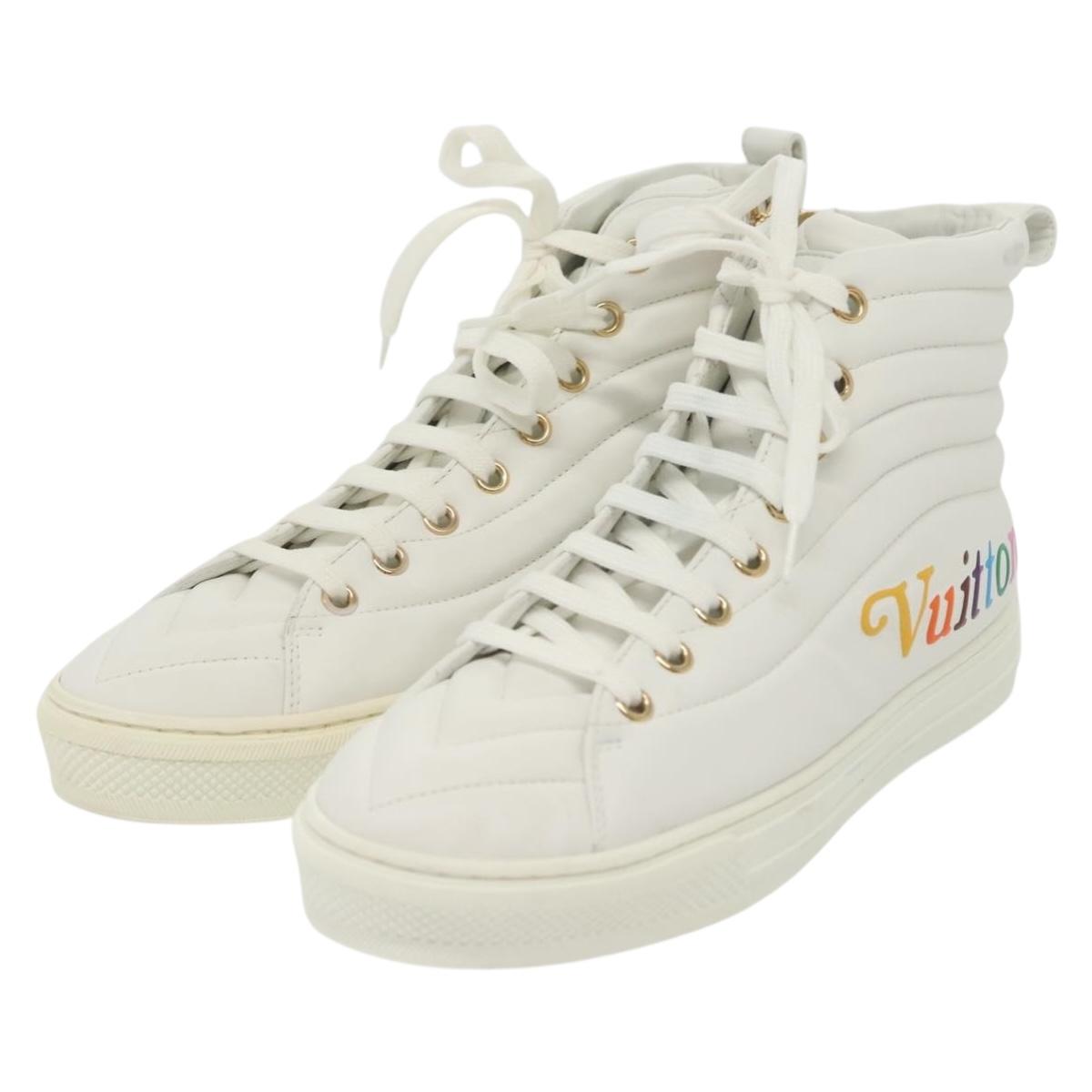 LOUIS VUITTON Stellar Tyne High Top Sneakers Leather White LV Auth 139090