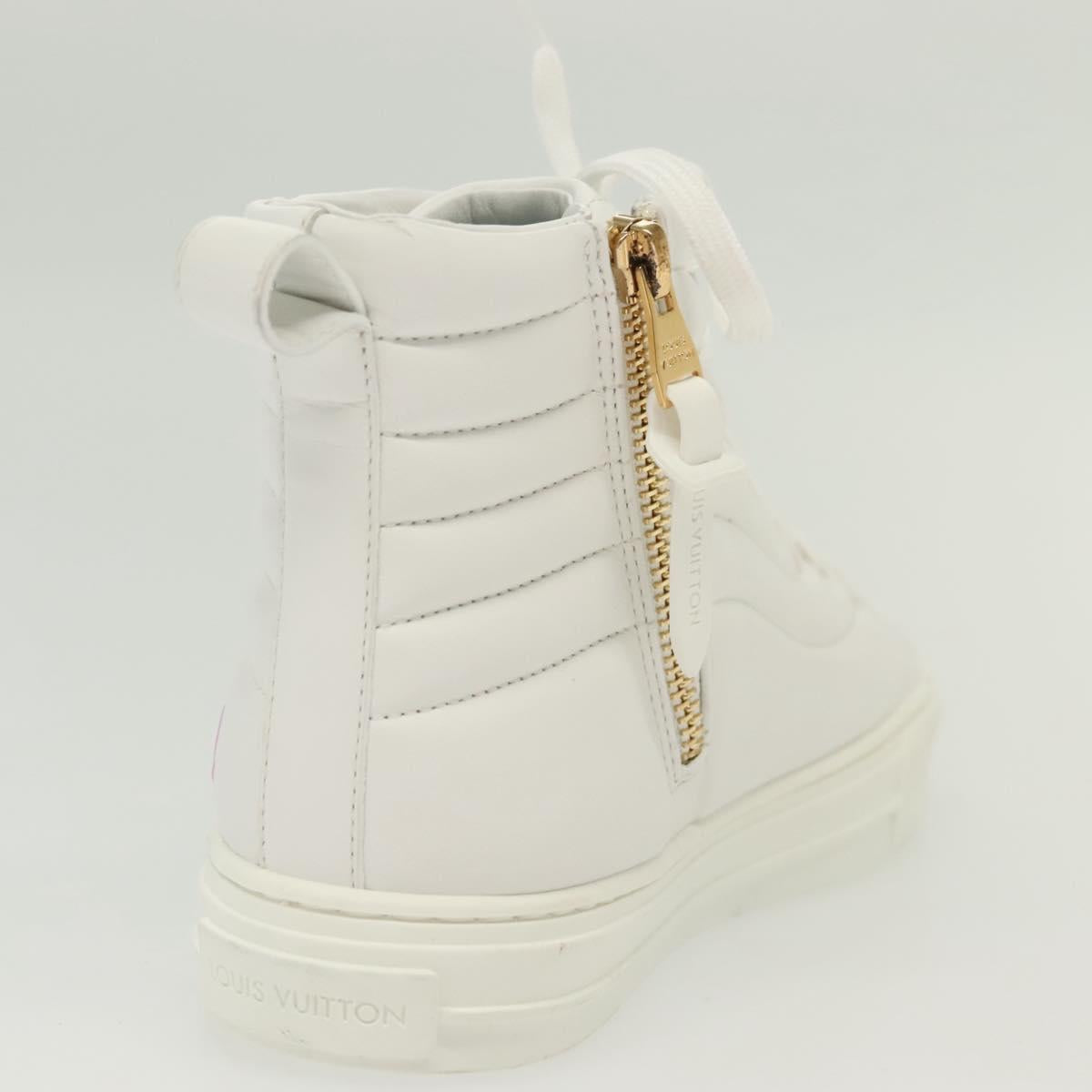 LOUIS VUITTON Stellar Tyne High Top Sneakers Leather White LV Auth 139090