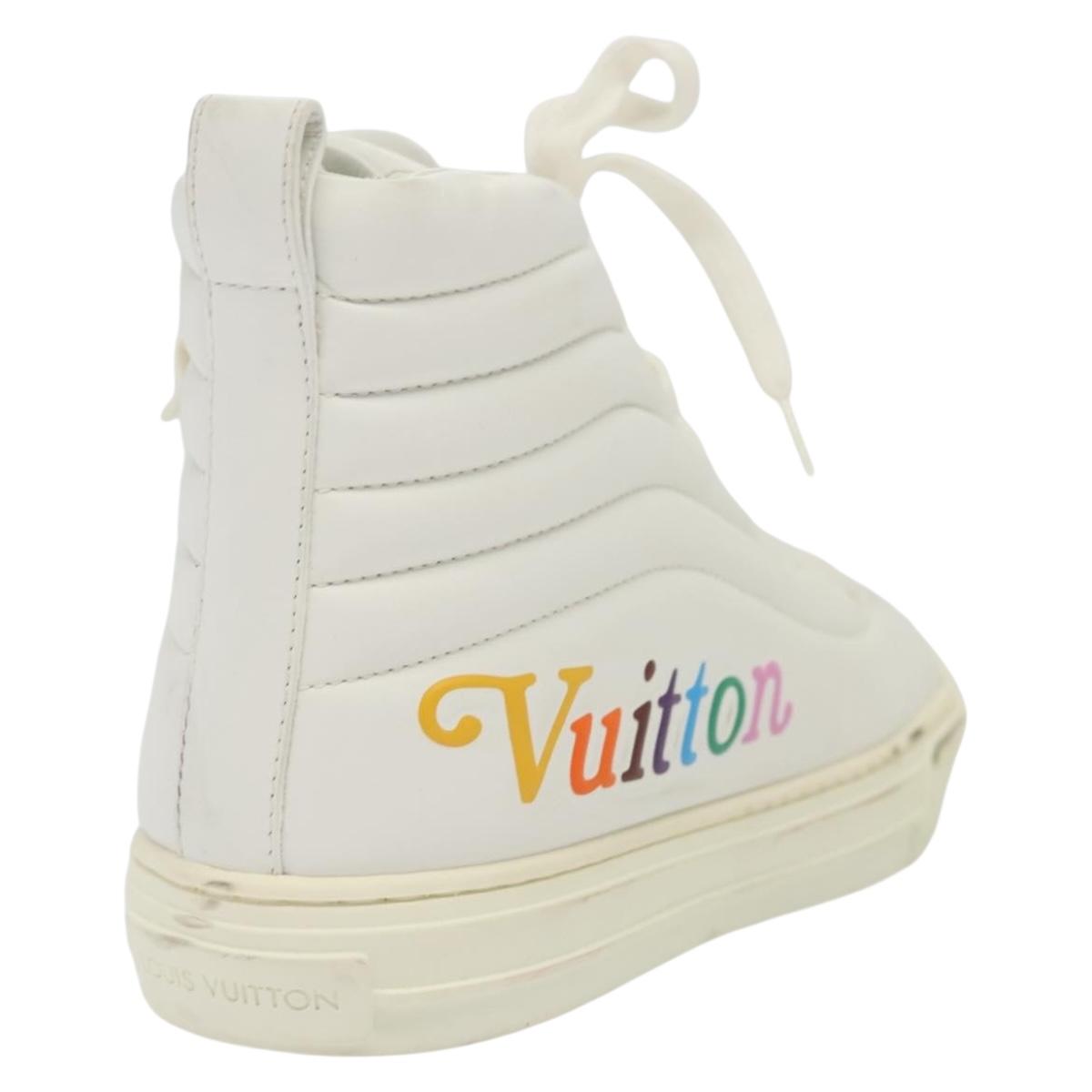 LOUIS VUITTON Stellar Tyne High Top Sneakers Leather White LV Auth 139090