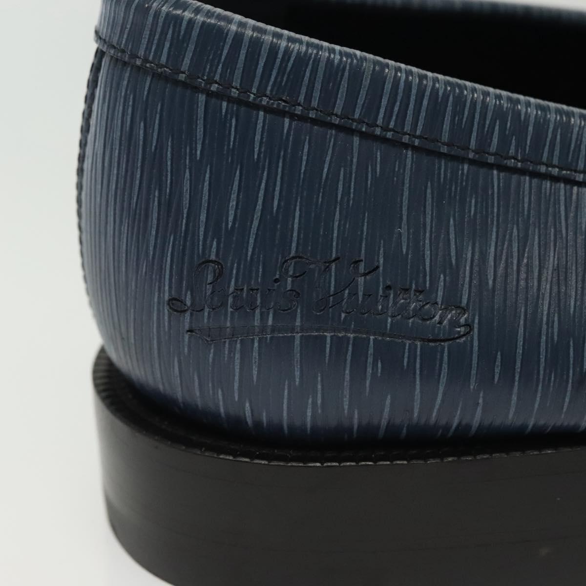 LOUIS VUITTON loafers shoes Leather 8 1/2 Blue LV Auth 139091