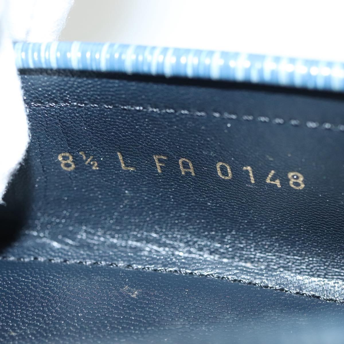 LOUIS VUITTON loafers shoes Leather 8 1/2 Blue LV Auth 139091