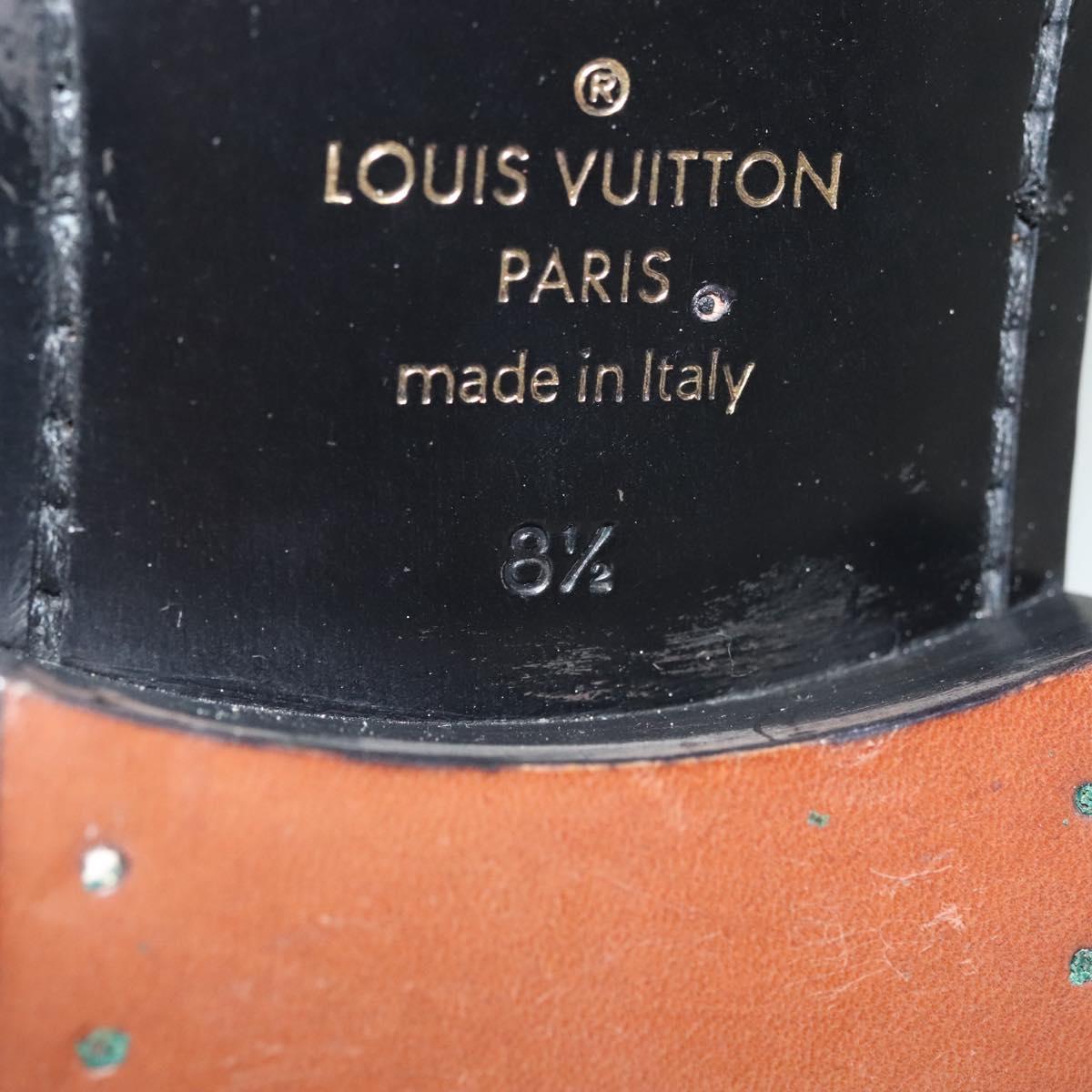 LOUIS VUITTON loafers shoes Leather 8 1/2 Blue LV Auth 139091