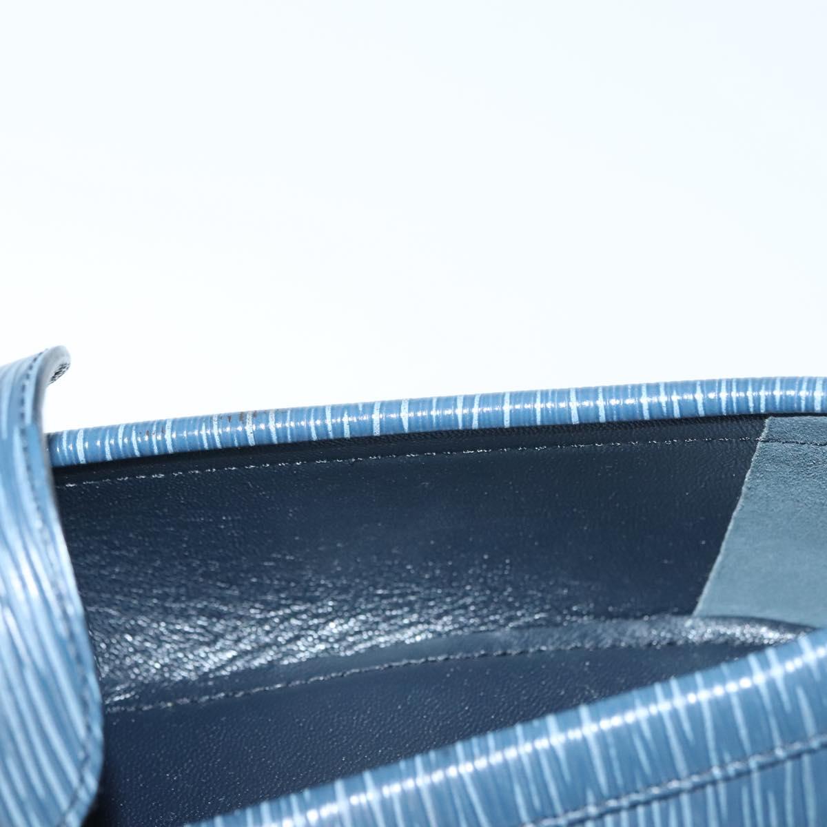 LOUIS VUITTON loafers shoes Leather 8 1/2 Blue LV Auth 139091