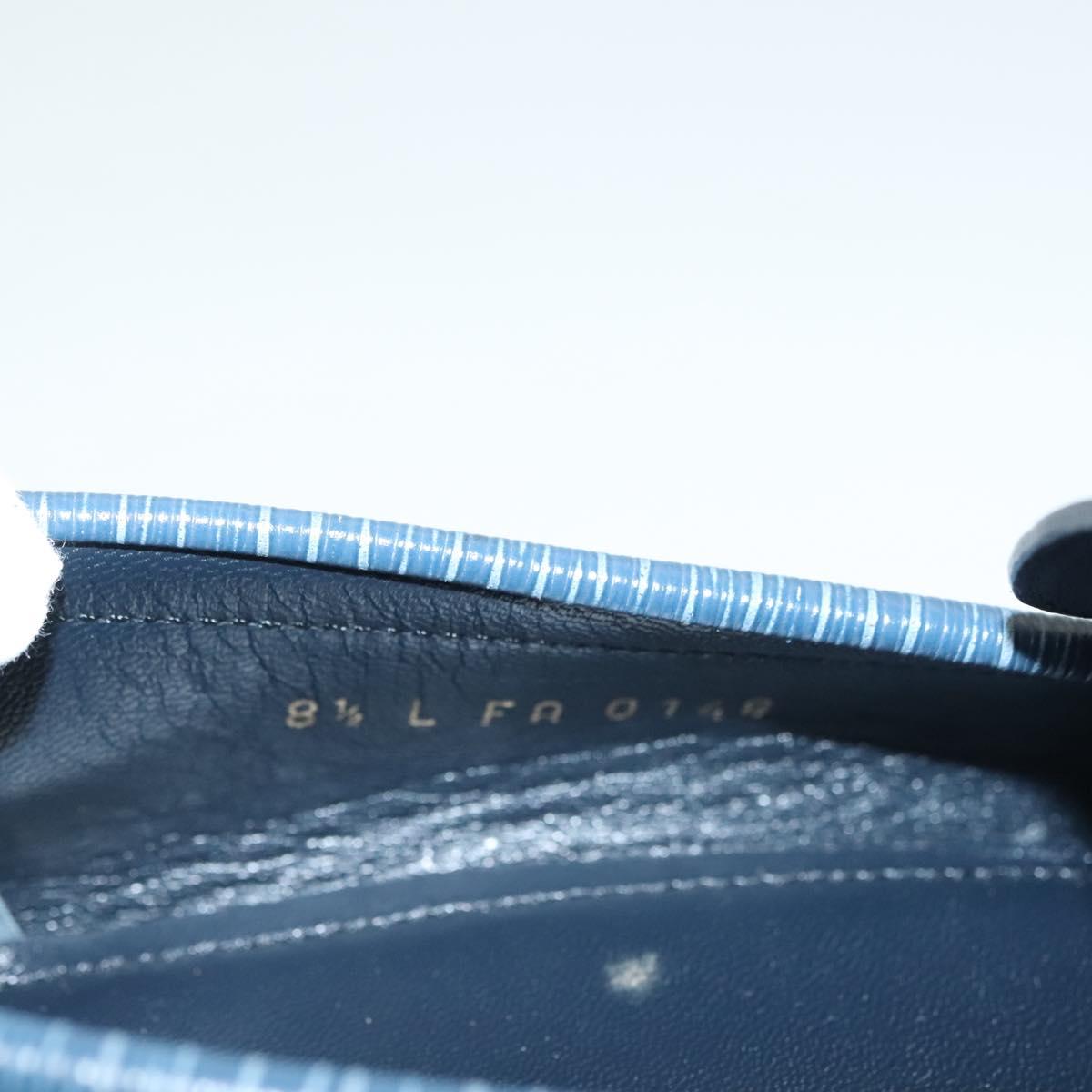 LOUIS VUITTON loafers shoes Leather 8 1/2 Blue LV Auth 139091