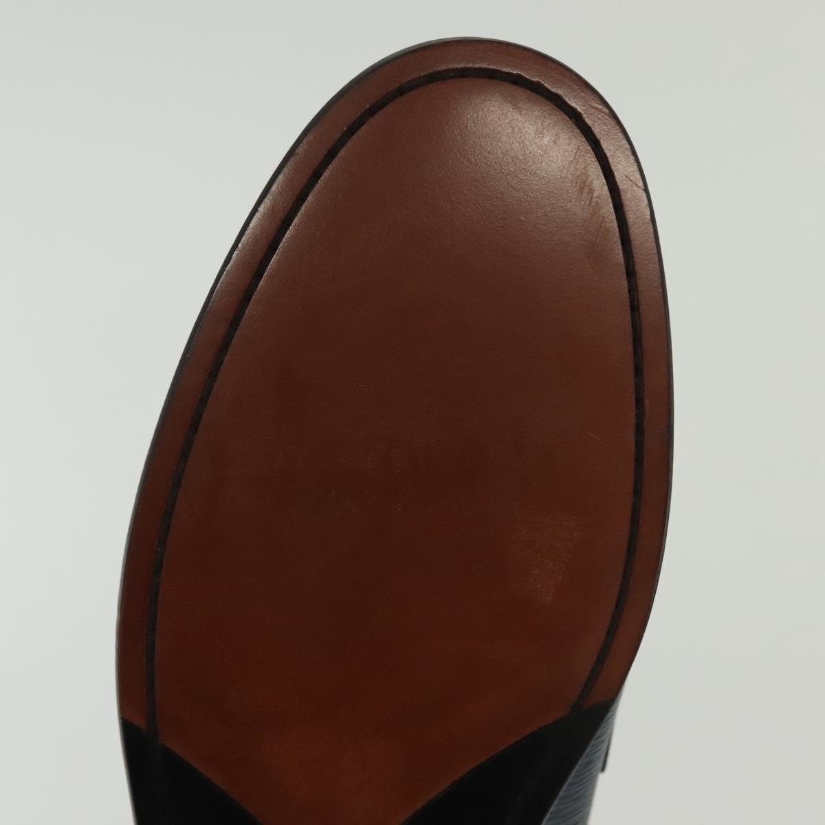 LOUIS VUITTON loafers shoes Leather 8 1/2 Blue LV Auth 139091