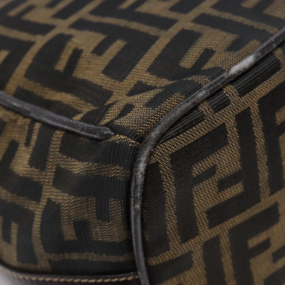 FENDI Zucca Canvas Vanity Pouch Black Brown Auth 139093