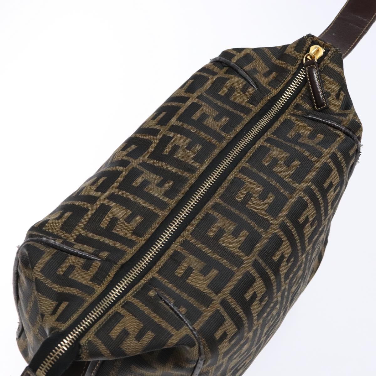 FENDI Zucca Canvas Vanity Pouch Black Brown Auth 139093