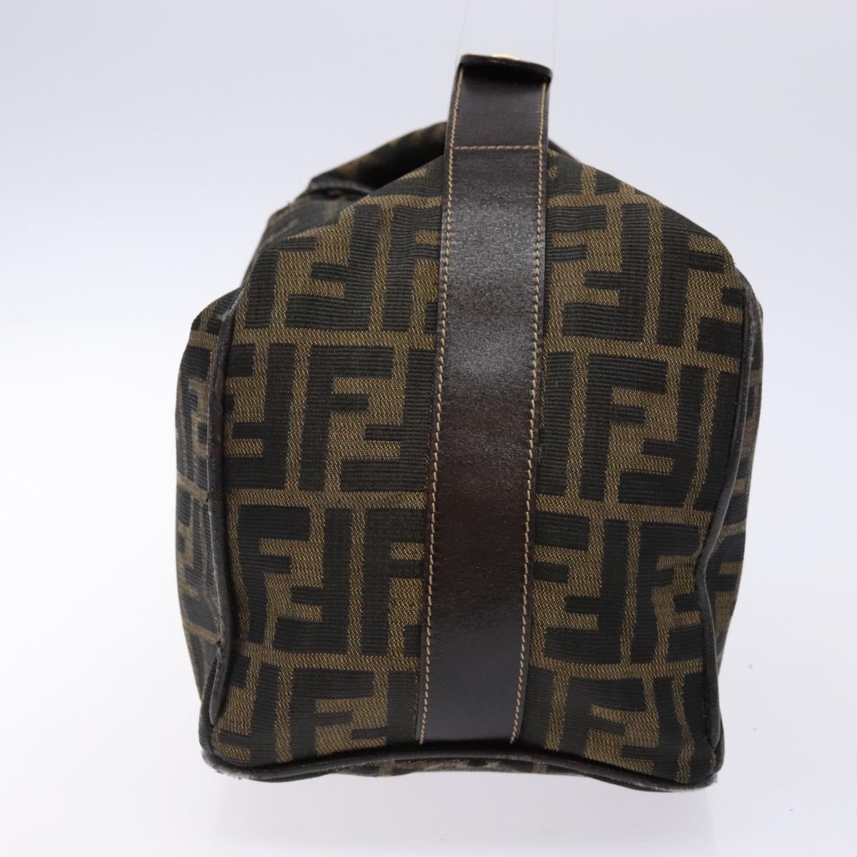 FENDI Zucca Canvas Vanity Pouch Black Brown Auth 139093