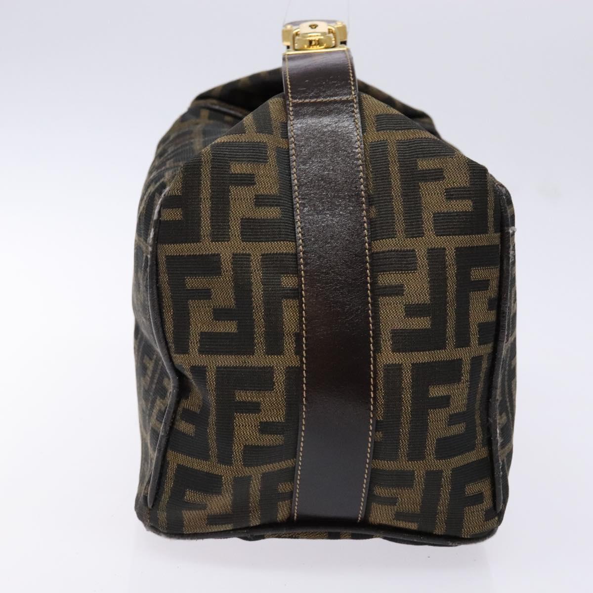 FENDI Zucca Canvas Vanity Pouch Black Brown Auth 139093
