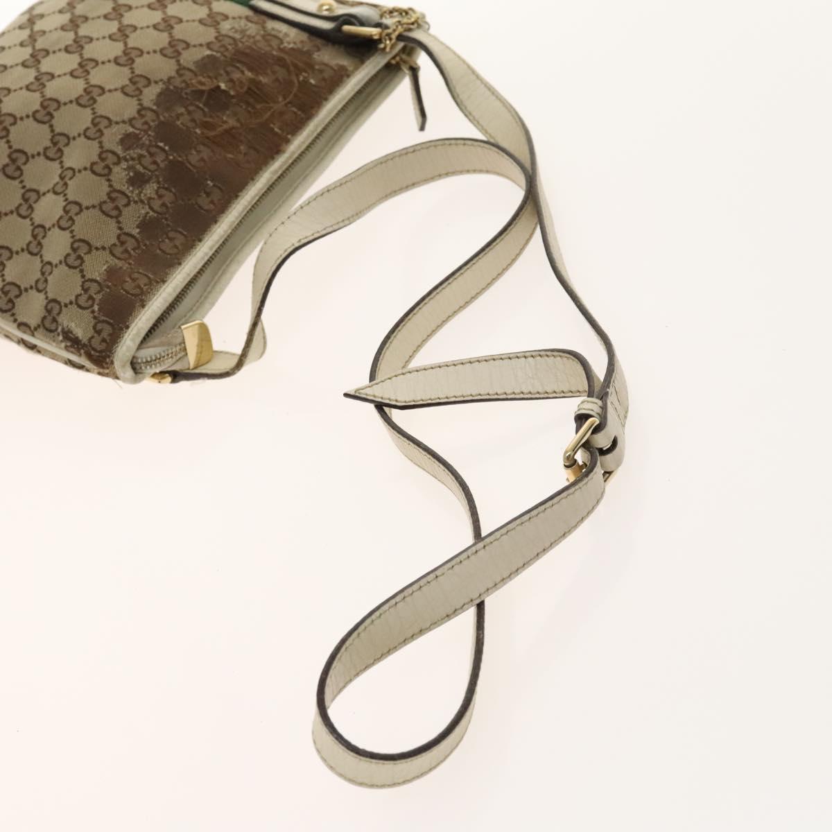 GUCCI GG Canvas Web Sherry Line Bag Leather 2Set Beige Black Auth 139097